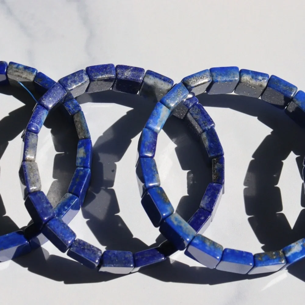 💙✨Lapis Lazuli Crystal Stretch Bracelet 10mm Square Beads✨💙 - Picture 8 of 9